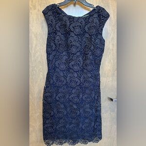 LAUREN Ralph Lauren Navy Wedding Guest Dress